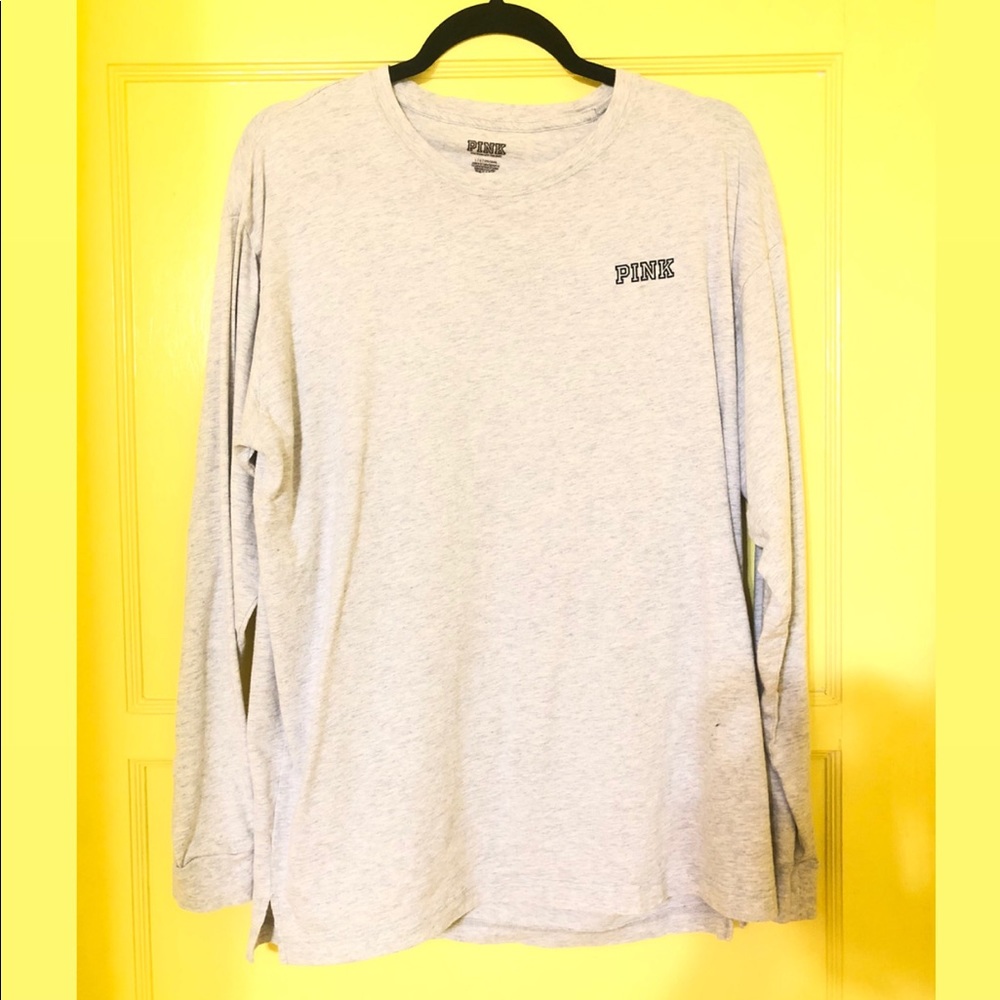 PINK Gray Long Sleeve Tee
